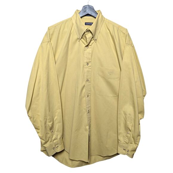 GANT "Soft Twill" Butter Yellow Cotton Long Sleeve Button Down Shirt Size L - Picture 1 of 7